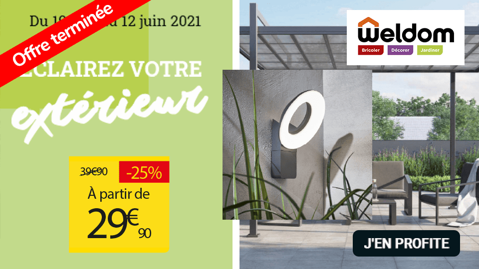 Offre WELDOM 25% de réduction - Les meilleures Promos pour votre terrasse, extérieur et jardin sont sur l'application gratuite Fidme (fidélité, prospectus et catalogues promos de la semaine)