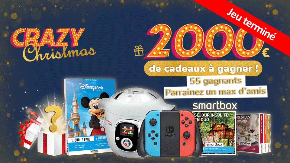 JEU-CONCOURS de Noël Fidme Crazy Christmas - Gagnez jusqu’à 2000€ de cadeaux sur l'app FIDME, app gratuite de Cartes de fidélité, jeux et Bons plans promos