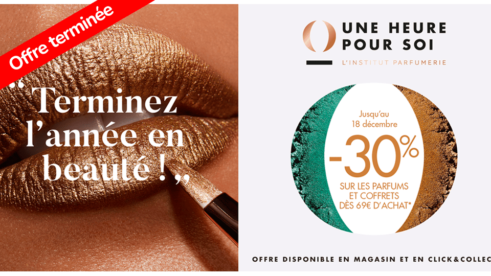 Offre Beauté UNE HEURE POUR SOI 30% de réduction - sur l'app Fidme de Cartes de fidélité et réductions