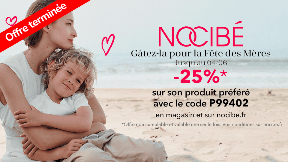 Offre Fête des Mères NOCIBE 25% de réduction disponible sur l'app Fidme (Cartes de fidélité, Offres exclus et bons plans promos)